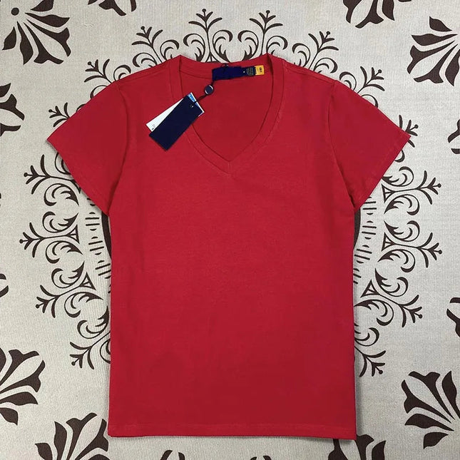 Summer new fashion 9-color pure cotton short sleeved V-neck T-shirt PlatiNum