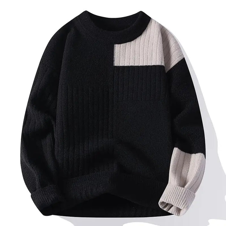 Men's Fashion stripe pattern Sweaters Autumn/Winter Loose Knittwear Men sweater youth Thick Warm patchwork pullovers Top