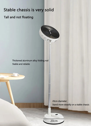 Ventilatore portatile oscillante in piedi con telecomando Ventilatore da tavolo pieghevole Ventilatore a piedistallo alimentato a batteria ricaricabile per il campeggio