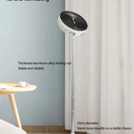 Ventilatore portatile oscillante in piedi con telecomando Ventilatore da tavolo pieghevole Ventilatore a piedistallo alimentato a batteria ricaricabile per il campeggio