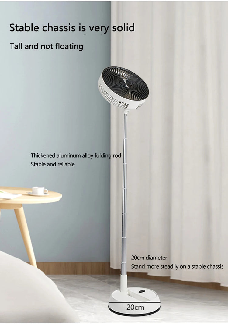 Ventilatore portatile oscillante in piedi con telecomando Ventilatore da tavolo pieghevole Ventilatore a piedistallo alimentato a batteria ricaricabile per il campeggio
