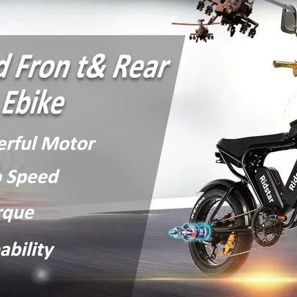 Ridstar Q20 Pro Ebike, doppio motore 2000 W, due batterie 40 Ah, velocità massima 60 KM/H, chilometraggio massimo 120 km in modalità PAS, bici spessa 20 * 4,0