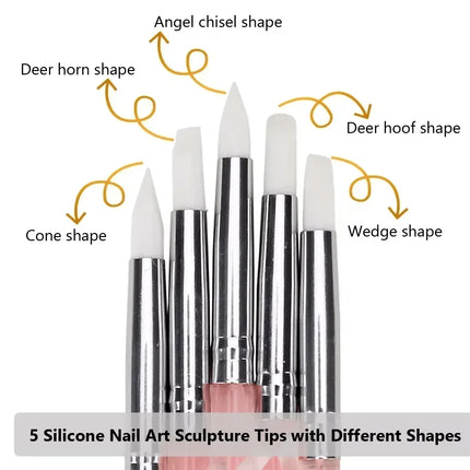 10Pcs Nail Liner Brush Set UV Gel Nail Brushes Kits Silicone Point Flower Nail Pen French Stripe Line Painting Drawing Tools