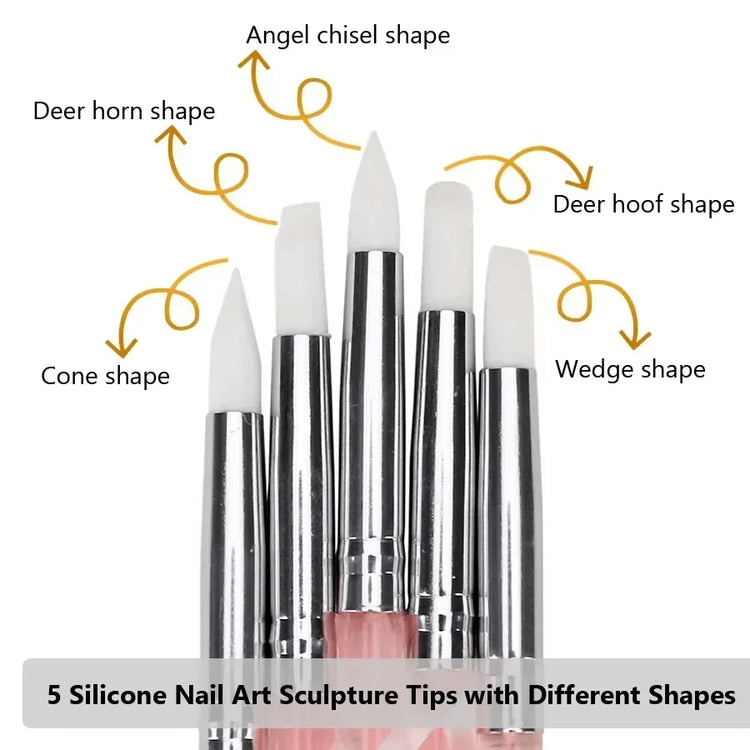 10Pcs Nail Liner Brush Set UV Gel Nail Brushes Kits Silicone Point Flower Nail Pen French Stripe Line Painting Drawing Tools