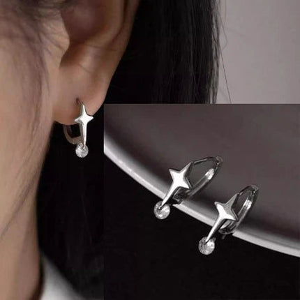 Ventfille 925 Sterling Silver Star Earring for Women Girl Simple Tassels Chain Fashion Office Jewelry Gift Dropshipping PlatiNum