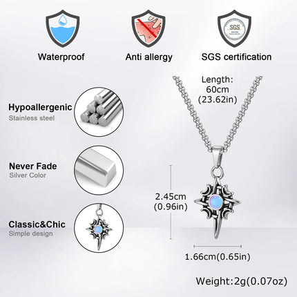 Vnox Witches Knot Moon Star Collane con ciondolo Orecchini per uomo Donna, set di gioielli con collare in pietra di luna con nodo celtico in acciaio inossidabile platinumshop
