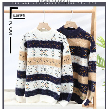 High Quality Sweater New Fashion Trend Printed Thickened Warm Knitted Sweater Autumn/winter Men's Casual Loose Sports top