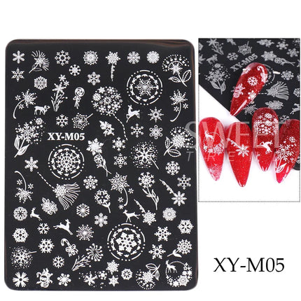 1 PC Nail Stamping Plates Christmas French Xmas Steel Printing Stencil Snowflakes Nail Stamp Templates Nail Art Manicure Tools
