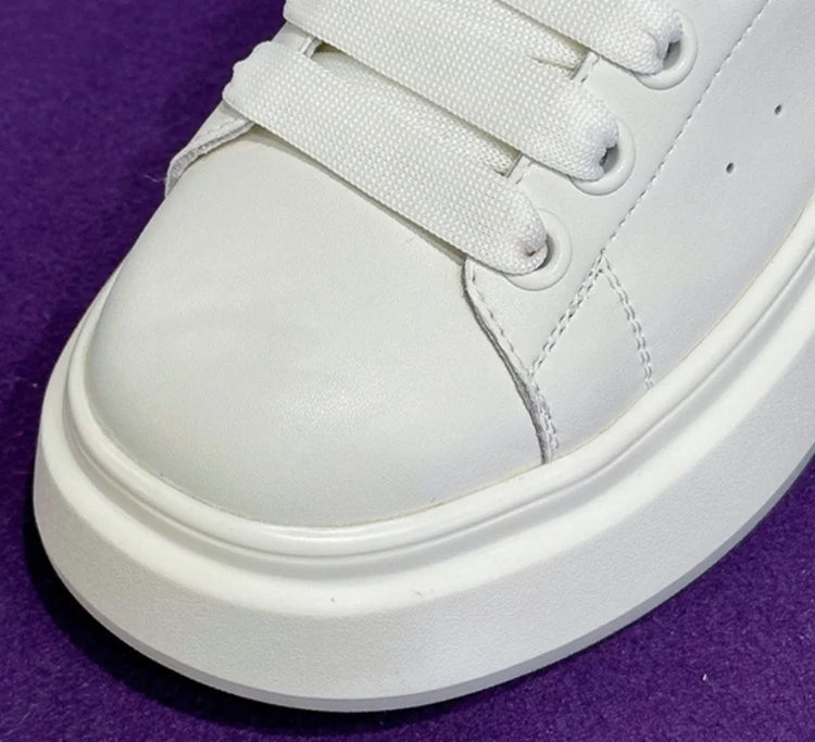 ZXRYXGS 2025 Spring Genuine Leather  Breathable Comfortable Shoes Woman New Thick Sole Wedges Increase Casual Sneakers White