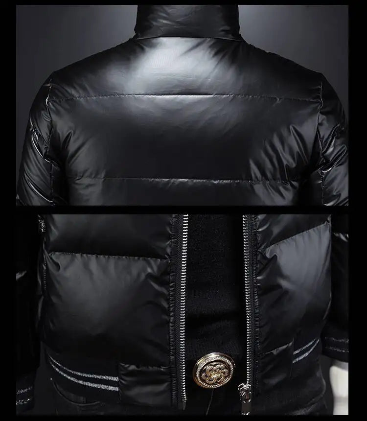 Autumn Winter New Men's Trendy American Style High Street Down Jacket Elegant Casual Stand Collar Padded Coat Mens Clothing