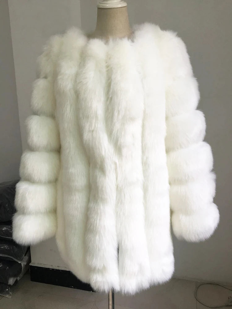 ZADORIN High Quality Winter Women Coats Luxury Faux Fox Fur Coat Thick Warm Long Fluffy Fur Jacket Pink Coat Bontjas