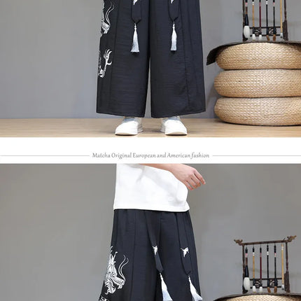 Pantaloni Larghi da Uomo Streetwear con Stampa Drago, Pantaloni Harem Casual, Pantaloni da Jogging Vintage, Nuovi Pantaloni Primaverili ed Estivi