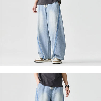 Pantaloni in denim Hip Hop da uomo High Street Autunno Pantaloni a gamba larga Uomo Casual Harajuku Jeans dritti Uomo Pantaloni cargo oversize larghi