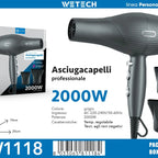 WETECH Professional 2000W Negative Ionic Hair Dryer AC Motor Salon Hairdryer Adjustable Temperature Fast Drying Blow Dryer with Styling Nozzles
