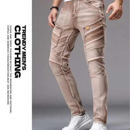 Men's Casual Jeans Vintage Straight Leg Elastic Slim Fit Autumn Winter Sweatpants Trousers Skinny Y2k Jeans Men's Cargo Pants