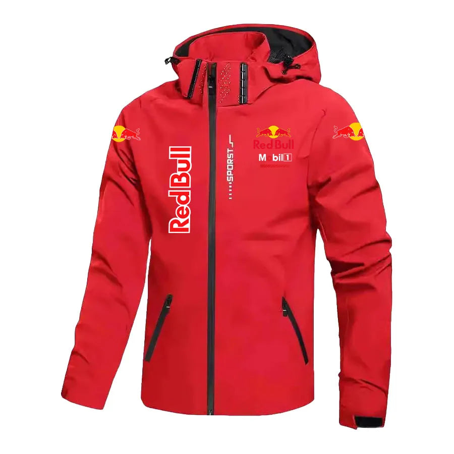 Red Bull Down Jacket Men's Coat Spring And Autumn Style Hooded Detachable Outdoor Windproof And Waterproof Mountaineering Suit Red CHINA