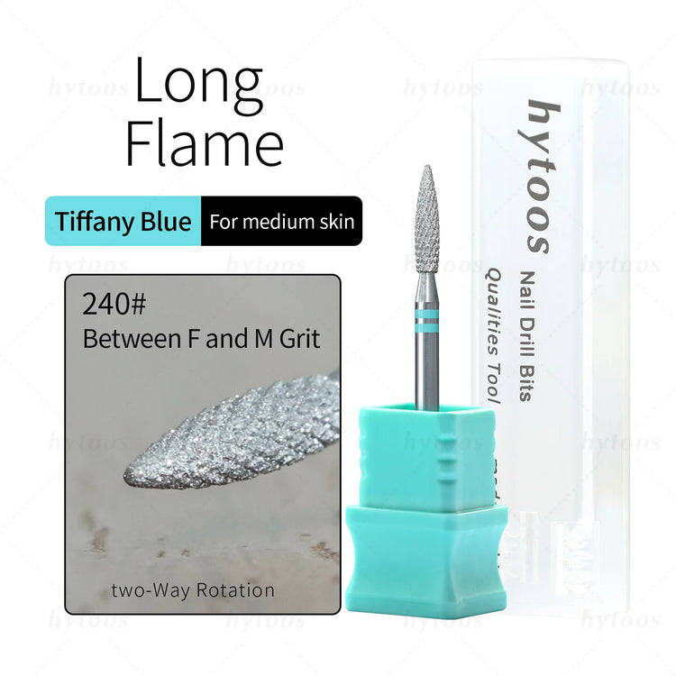 HYTOOS Diamond Cut Pro Nail Drill Bits Chrome Flame Russian Cuticle Bit for Electric Nail Drill Dead Skin Cleaner Nail Prep Tool