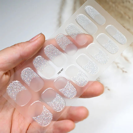 Semi Cured Wraps Fast Gel Nail Sticker Soild Nail Gel Wraps Adhesive Full Cover Gel Nail Decal UV Lamp Cured Manicure Decoration2028