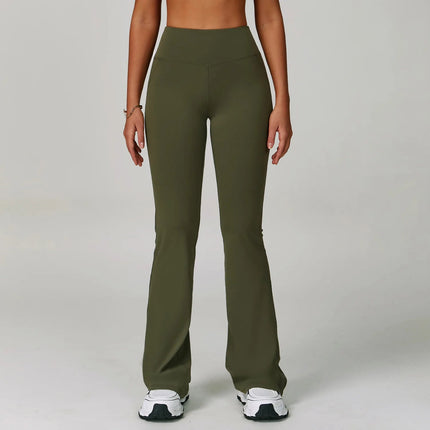 Flared Leggings Women's Wide-leg Pants High Waisted Hip lifting Yoga Pants Quick Drying Running Exercise Fitness Bell bottoms PlatiNum