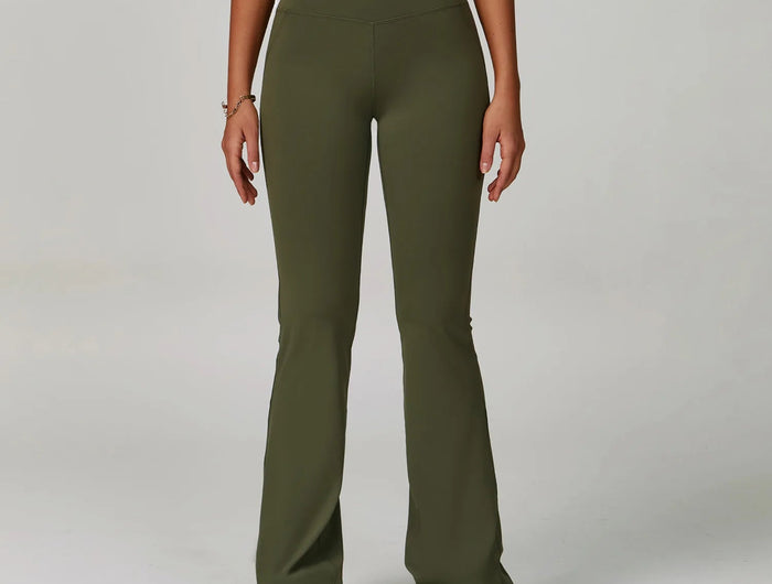 Flared Leggings Women's Wide-leg Pants High Waisted Hip lifting Yoga Pants Quick Drying Running Exercise Fitness Bell bottoms PlatiNum