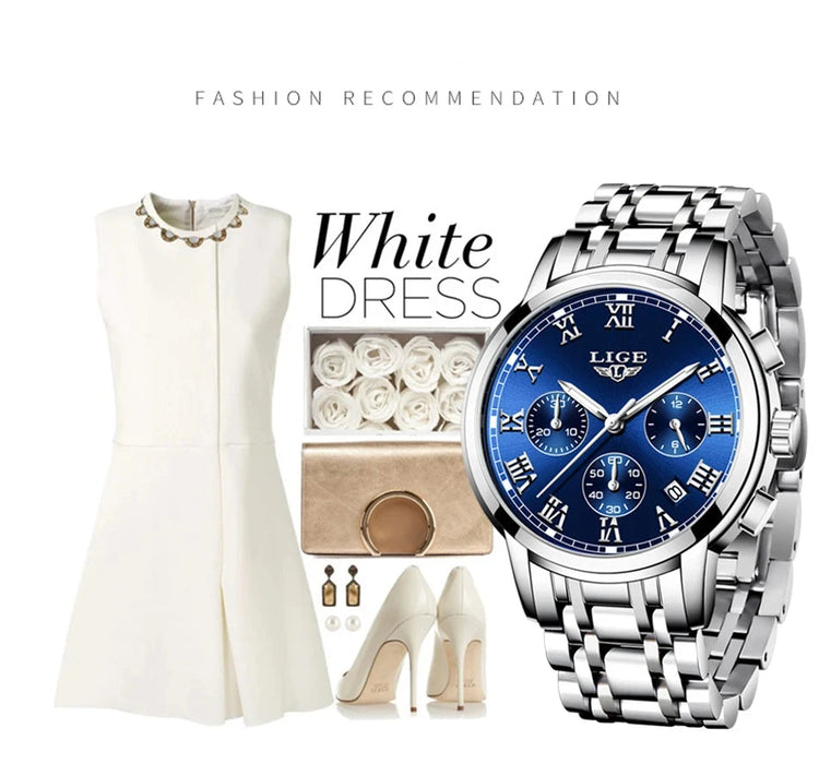 LIGE 2024 nuove donne di moda orologi da donna top brand di lusso creativo bracciale da donna in acciaio orologi orologio impermeabile al quarzo femminile platinumshop