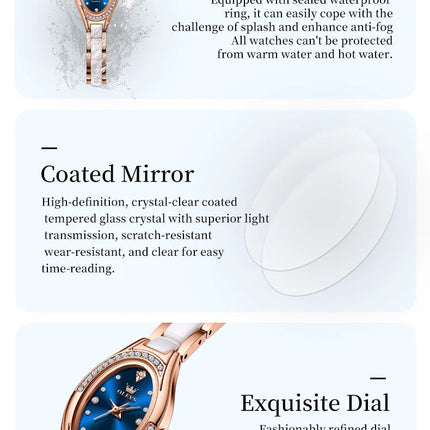 OLEVS 7131 Orologio da Donna Elegante con Movimento al Quarzo, Cinturino in Porcellana, Impermeabile 30m, Quadrante con Diamanti, Orologio alla Moda per Donne platinumshop