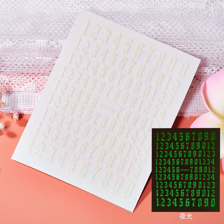 1PC 26-English Alphabet Number 3D Self-adhesive Nail Art Decal Sticker Word Small Letter Nail Decals Sticker Manicure Decoration