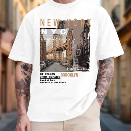 Men's short-sleeved summer T-shirt with printed pattern, unisex style, suitable for house parties as a gift