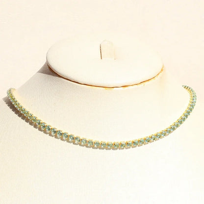 Lusso AAA + 3mm CZ 1 fila lucida catena da tennis collana HipHop ghiacciato Bling zircone cubico girocollo gioielli placcati in oro per le donne