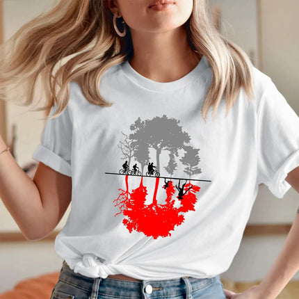 T-shirt thème "Friends" Upside Down World - T-shirt unisexe amusant 100 % coton imprimé à manches courtes pour femme à porter au quotidien