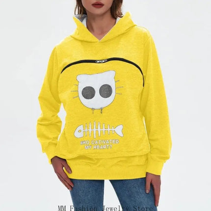 Cartoon Cats Dog Sweatshirt Women's Fit Including Pet Window And Breathable Mesh For Comfortable Carrying D0UB