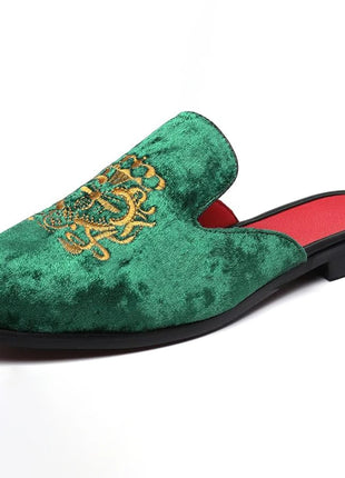 Pantofole antiusura in pelle da uomo Mocassini slip-on in velluto Scarpe da mulo alla moda