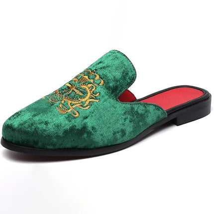 Pantofole antiusura in pelle da uomo Mocassini slip-on in velluto Scarpe da mulo alla moda