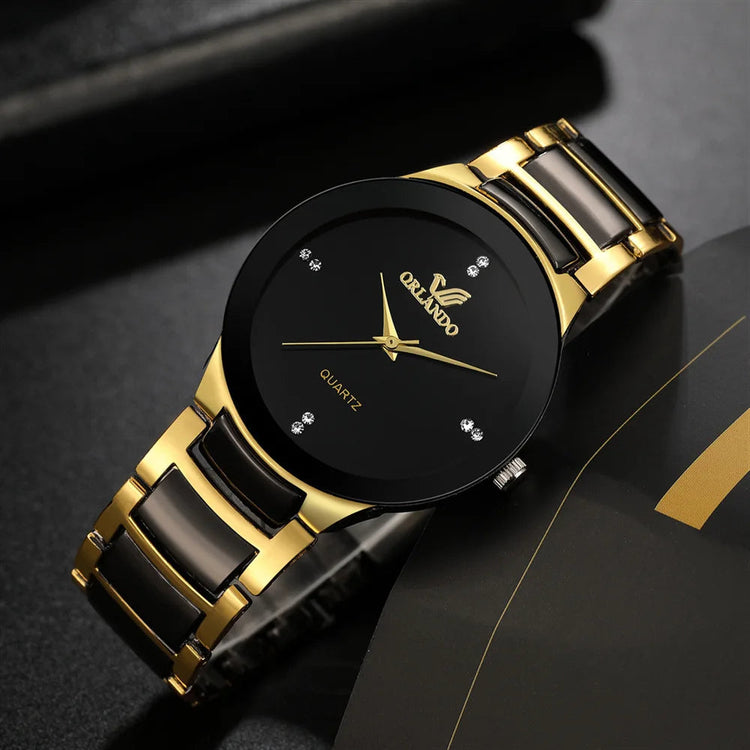 ORLANDO Orologi di lusso da uomo Nuovo arrivato Orologio da polso in acciaio al quarzo oro nero freddo Squisito orologio Masculino Relogio Orologio di moda platinumshop