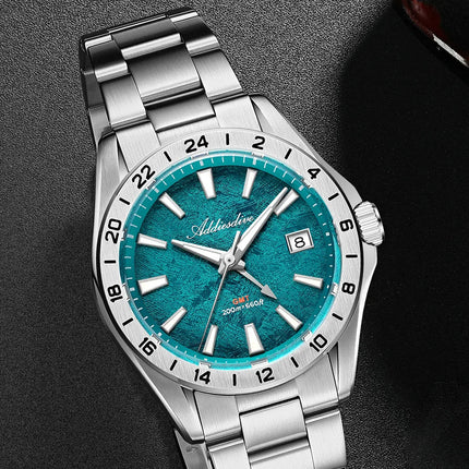 ADDIESDIVE GMT Men Quartz Watch Sapphire Crystal Swiss Ronda 515-24H Dual Time BGW9 Super Luminous 20Bar Waterproof Diver Watch