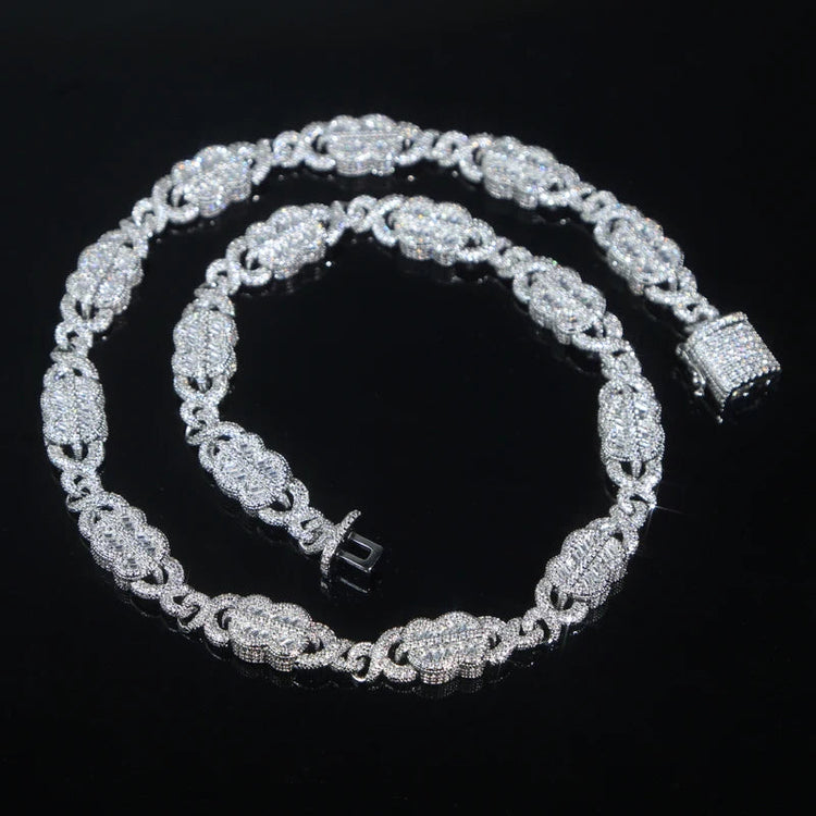 Set Gioielli Hip Hop da Uomo/Ragazzo Iced Out Bling 2026 Nuovo Design: Collana e Bracciale con Catena Cuban Link a Moneta Infinita/Dollaro platinumshop