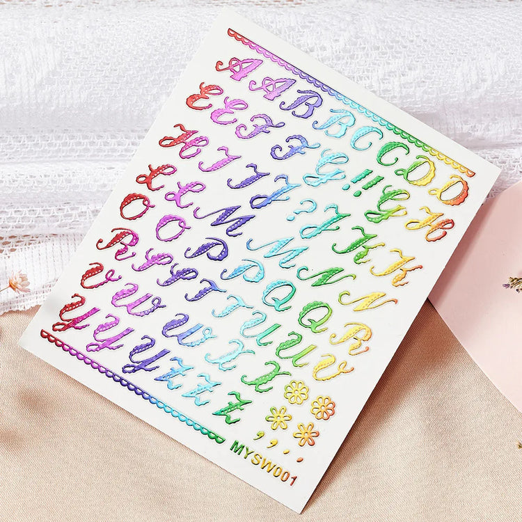 1PC 26-English Alphabet Number 3D Self-adhesive Nail Art Decal Sticker Word Small Letter Nail Decals Sticker Manicure Decoration