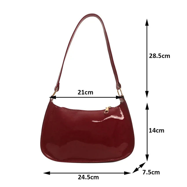 Retro Solid Color PU Leather Shoulder Underarm Bag Women's Fashion Handbags Casual Purses and Handbag Ladies Hand Bags PlatiNum