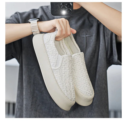 2025 Autumn New Fashion Shallow Mouth Casual Canvas Shoes for Men Breathable Comfortable Niche Design Versatile Chunky Sneakers