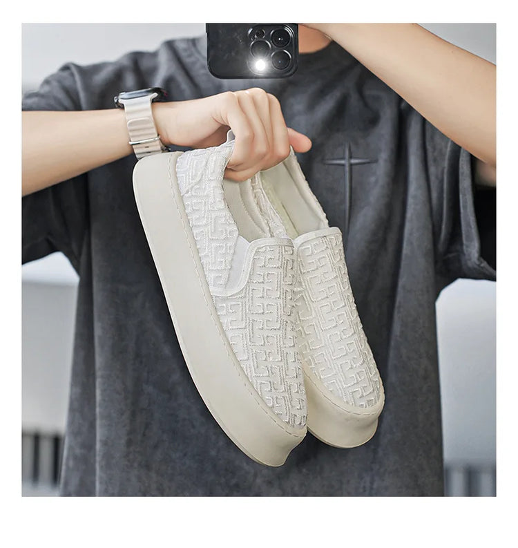 2025 Autumn New Fashion Shallow Mouth Casual Canvas Shoes for Men Breathable Comfortable Niche Design Versatile Chunky Sneakers