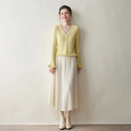 Choice New 100% Cashmere Skirt Women Long Skirt Autumn Winter Office Lady Soft Cashmere A Line Skirt Simple Grace Cashmere Dress PlatiNum