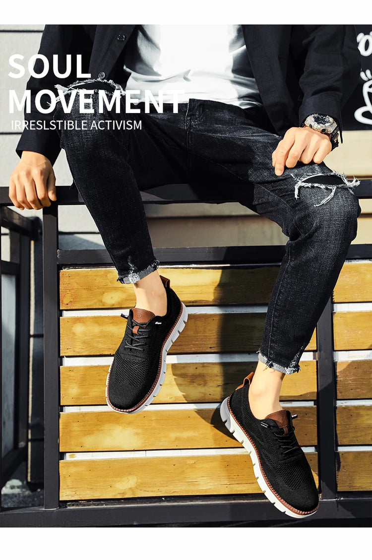 Scarpe Eleganti Casual da Uomo, Sneakers da Passeggio alla Moda, Oxford in Rete per il Lavoro, Leggere con Suola Morbida