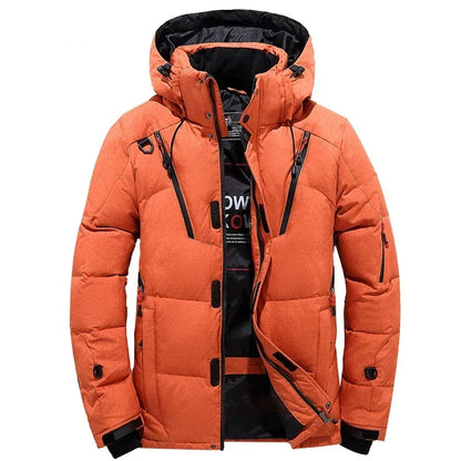 -20 Degree Down Jacket Male Winter Parkas Men White Duck Down Jacket Hooded Outdoor Thick Warm Padded Snow Coat Oversize M-4XL - PlatiNum