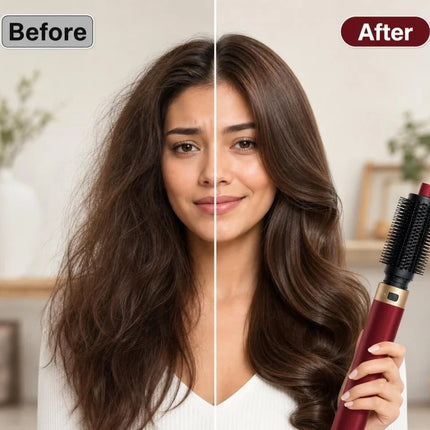 Professional 6 in 1 Cold Hot Air Styling Brush Hair Dryer Curling Iron Straightener Flat Iron 1700W Fast Dry Voluminous Waves