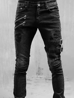 2023 Plus Size Straight Jeans Man Pants Spring Summer Boyfriend Jeans Streetwear Skinny Zips 3 Color