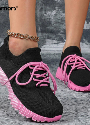 Breathable Socks Shoes Women Lightweight Knitted Casual Sneakers Non-slip Walking Footwear Outdoor Jogging Fitness Sports PlatiNum