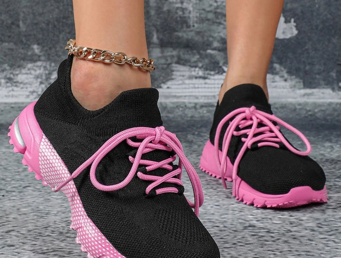 Breathable Socks Shoes Women Lightweight Knitted Casual Sneakers Non-slip Walking Footwear Outdoor Jogging Fitness Sports PlatiNum