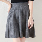 Preppy Style women's 100% Merino Wool Skirts Autumn Winter Pleated Skirt Cashmere Knitwear Short A-Line Above Knee Skirt PlatiNum