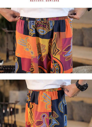 Pantaloni Harem da Uomo 2026 Stile Retrò con Stampa, Pantaloni Jogger Larghi e Comodi con Cavallo Ribassato, Stile Nepal Oversize, Pantaloni Casual da Uomo con Cavallo Ribassato