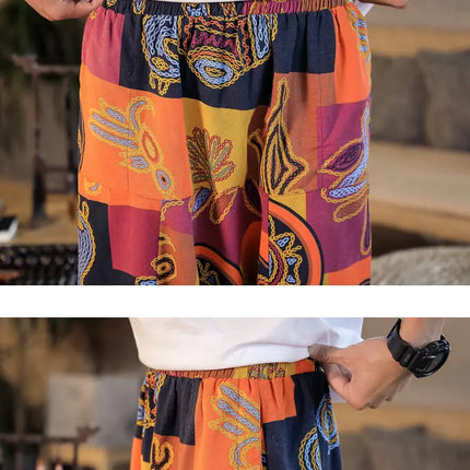 Pantaloni Harem da Uomo 2026 Stile Retrò con Stampa, Pantaloni Jogger Larghi e Comodi con Cavallo Ribassato, Stile Nepal Oversize, Pantaloni Casual da Uomo con Cavallo Ribassato